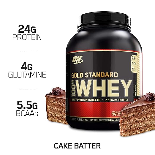 OPTIMUM NUTRITION GOLD STANDARD 100% Whey Protein Powder, Cake Batter, 5 Pound