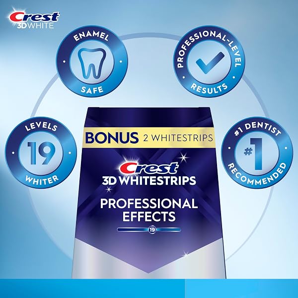 CREST 3D WHITESTRIPS PROFESSIONAL EFFECTS – TEETH WHITENING KIT, 22 TREATMENTS (20 + 2 BONUS), EACH WITH 1 UPPER/1LOWER, 44 STRIPS – CREST 3DWHITE TEETH WHITENING STRIPS