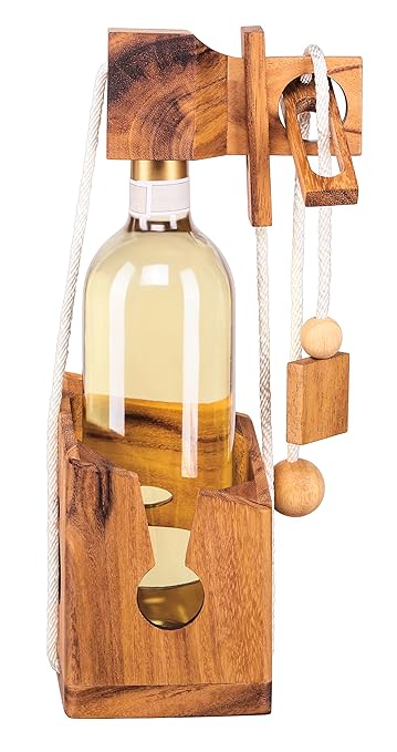 Weinpuzzle aus edlem Holz, Flaschenpuzzle, Flaschentresor, Flaschensafe, Geschenkverpackung für gängige Weinflaschen, extra k