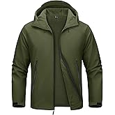 MAGCOMSEN Men's Waterproof Softshell Jacket Fleece Lined Lightweight Hooded Rain Coat Winter Windbreaker Tactical Hiking