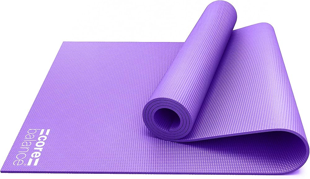 Core Balance Purple 6mm Yoga Mat with Strap Non-Slip 173x61cm