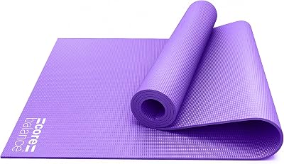 Core Balance Purple 6mm Yoga Mat with Strap Non-Slip 173x61cm