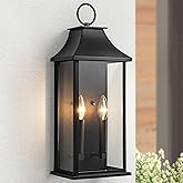 Lawyettle Outdoor Wall Lights, Dusk to Dawn Waterproof Outside Wall Sconce, Large Modern Wall Fixture with Glass, Exterior La