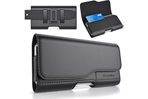 Stronden Holster for iPhone 17 Pro, 17, 16, 16 Pro, 16e, 15, 15 Pro, 14, 14 Pro, 13, 13 Pro, 12, 12 Pro, 11, XR - Leather Belt Case Pouch (Fits Otterbox Commuter Case on)