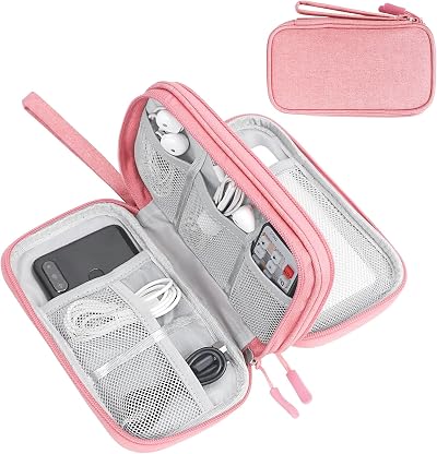 FYY Travel Cable Organiser 2-Layer waterproof electronics pouch Pink