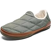 OLUKAI Puku'i Men's Fleece Slippers, Comfortable Activewear Slippers, Premium Full-Grain Leather & Jersey Knit, Drop-In Heel & All-Day Comfort