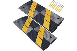 OranLite 2 Pack Heavy-Duty Rubber Curbside Bridge Ramp, Vehicle Car Driveway Ramp, Rubber Threshold Bridge Tracks Curb Ramps for Car Truck Scooter Bike Motorcycle Wheelchair Mobility (2 Pack)