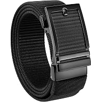 Men's Ratchet Belt 1.3 Inch - No-Hole Nylon Automatic Buckle Belt, Black, Size L (Fits Waist 42-45") - View #9