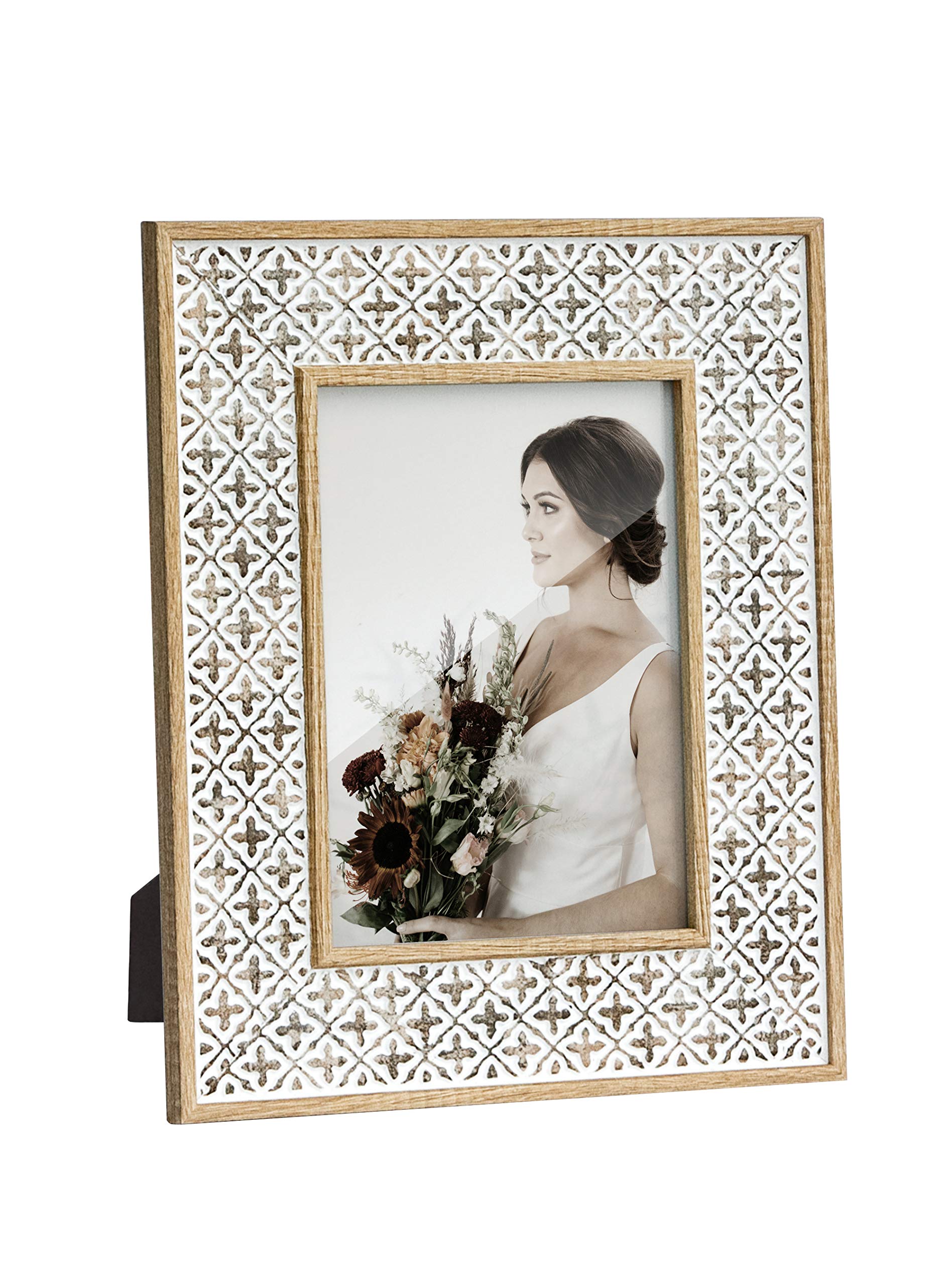 Afuly 7x5 Photo Frames 5x7 Picture Frame Personalised Photo Frame Boho White Picture Frames Wall Frames For Living Room Moroccan Bohemian Decor New Home Gifts Christmas Birthday Family Friend Gifts