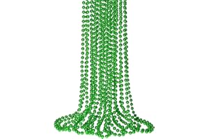 SHAOQINLIN 12 PCS St. Patricks Day Bead Necklace, 33" Green Mardi Gras Beads Christmas Necklaces Irish Saint Patrick's Necklaces for St. Patricks Day Mardi Gras Parade Throws Birthday Party Favors