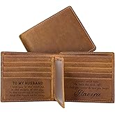 kullder Engraved Mens Wallet Leather Wallets Men Personalized Gifts for Husband from Wife Rfid Wallet for Man Anniversary Christmas Birthday gift for Him