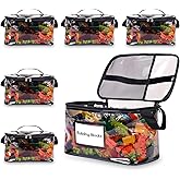 DOOHALO Toy Organizer Storage bags with Zippers for Toys, Board Games, Blocks, Puzzles, Dolls Storage, Large Reusable Clear TPU waterproof with Name Tang Mesh Pouches Grey Color 5 Packs