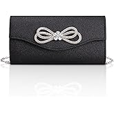 Gets Bow Evening Bag Rhinestone Clutch Purse for Women Sparkly Wedding Prom Purse Formal Cocktail Party Handbag with Chain