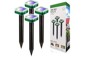 Livin' Well Solar Sonic Pest Repeller Stakes - 4pk Outdoor Pest Repellent with 5,000 Feet Range, Solar Powered Animal Control, Rodent Repellent and Deterrent for Mole, Vole, Gopher