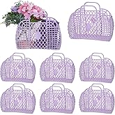 Tatuo 8 Pcs Jelly Bags Bulk Jelly Purse Plastic Basket Party Favor Beach Handbags Easter Egg Basket for Women Girls Kids