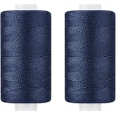 All Purpose Thread Polyester Navy Blue 400 Yards Spool 2 Pack | 30 weight stronger than common 40wt for home or commercial machine and hand sewing quilting piecing mending hemming