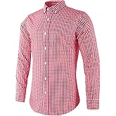 Men's Plaid Casual Slim Fit Long Sleeve Button Down Dress Shirts