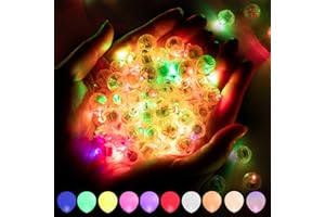 AOGIST 100 Pcs Multicolor Balloon Light with Loop, Easter Egg Lights Flash Rainbow Colored Mini Ball Lights Round Tiny LED Light for Paper Lanterns Birthday Party Event Wedding Decoration