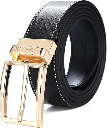 black dress belt with gold buckle