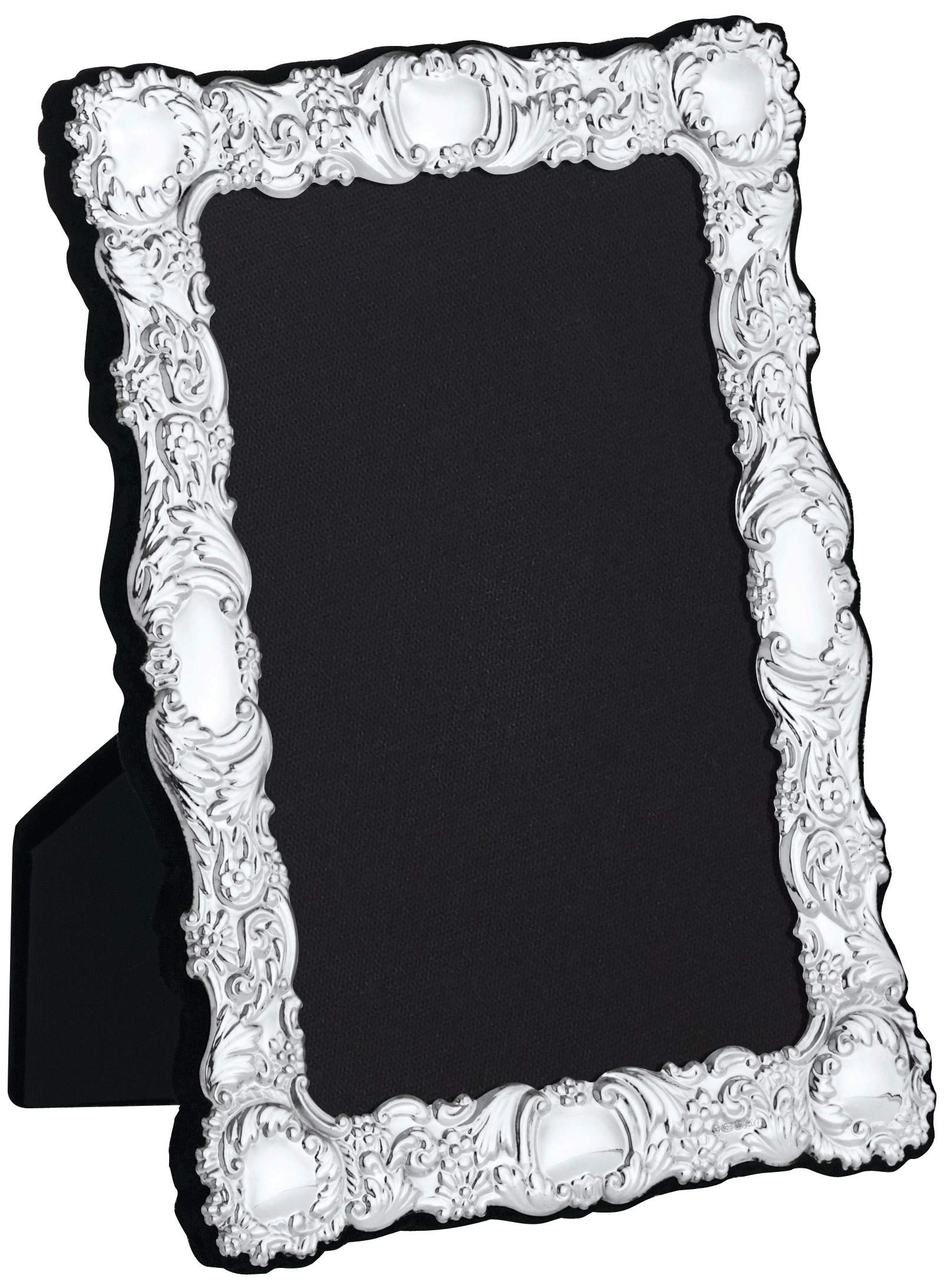 Carrs Traditional Victorian Style Sterling Silver Photo Frame with Grey Velvet Back - 6" x 4"