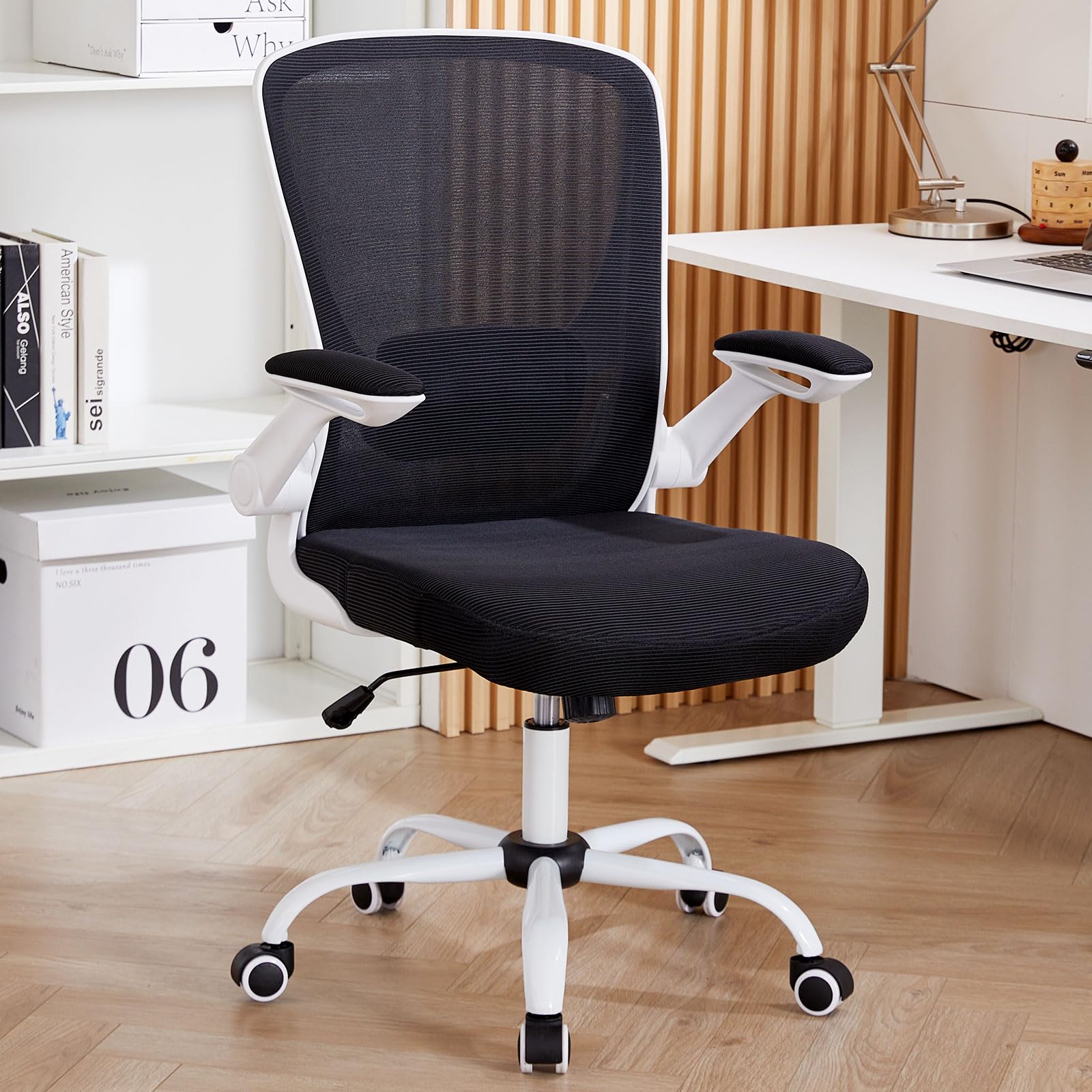 Mesh Office Chair Ergonomic Desk Chair with Adjustable Lumbar Support and Flip-up Arm Rocking Comfy Swivel Computer Task Chair for Home Office - Image 3