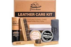 Freechase Leather Boot Care Kit - 9 PCS Saddle Soap, Mink Oil, Waterproofing Wax, Shoe Brushes, and More for Leather Boot care and Cleaning, Leather conditioner Gift for Men Women