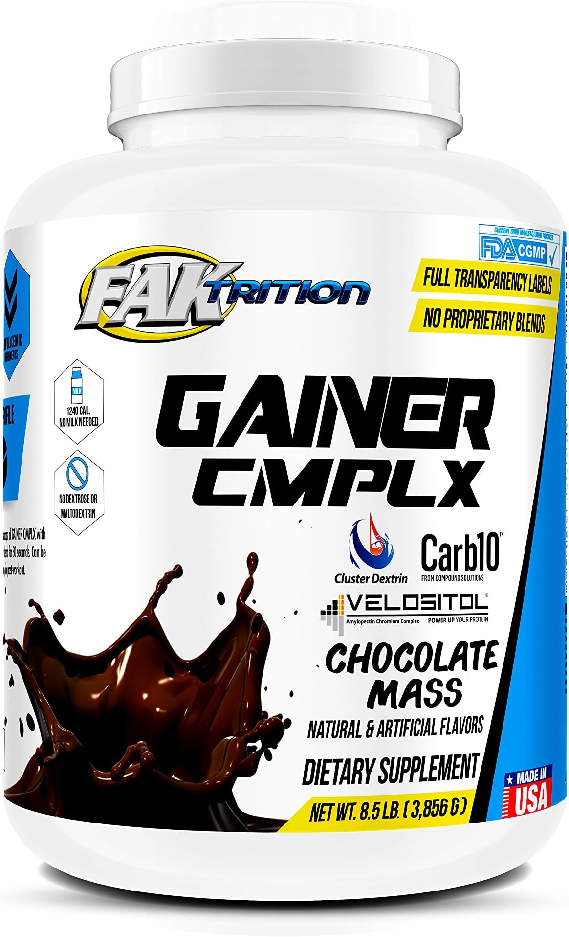 Gainer Complex Chocolate Mass -Cluster Dextrin - Faktrition - Made in The USA