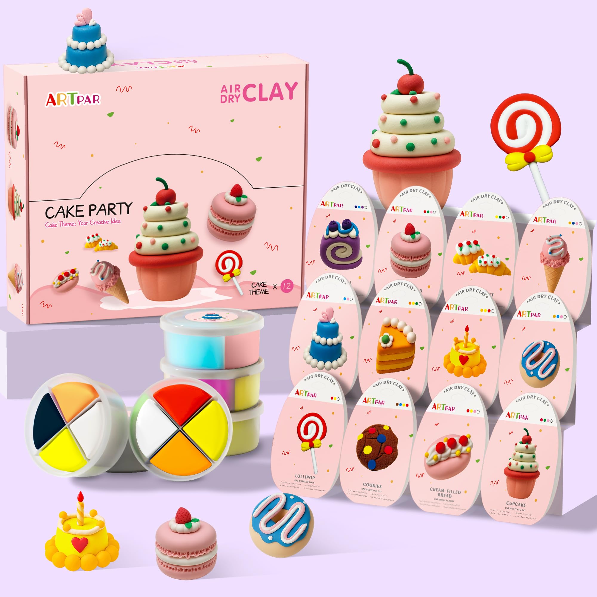 Photo 1 of ******* ONLY 6 **** ARTPAR Air Dry Clay for Kids,Modeling Clay Kit,Model Magic Sculpting Set,Ultra Light & Soft, Safe Non-Sticky | 12 Box DIY Art and Crafts School Projects, Home Party Favors for Boys & Girls