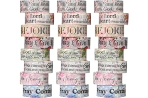 Janlaugh 24 Rolls Christian Washi Tape Gifts Bulk Religious Inspirational Scripture Supplies Bible Verse Tape for Bible Study Journaling Crafting Christmas Stocking Stuffers Gift(Stylish)