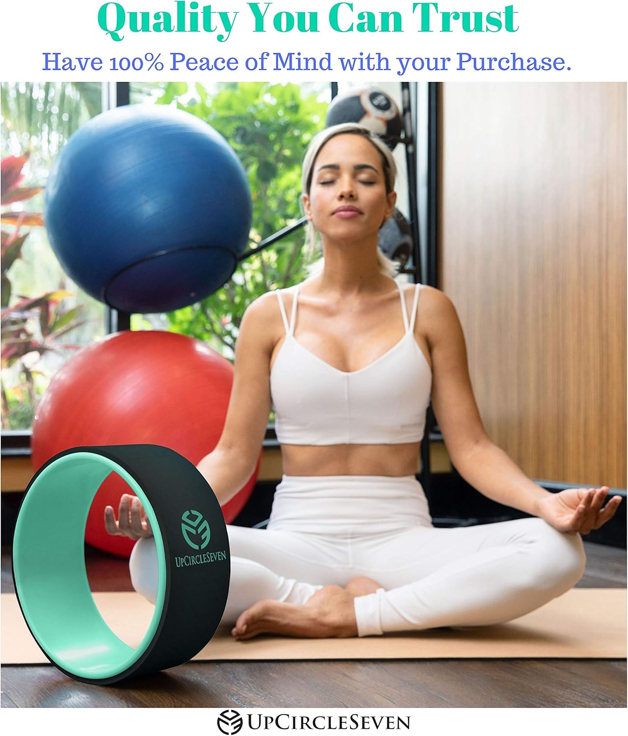 UpCircleSeven Yoga Wheel - [Pro Series] Strongest & Most Comfortable Yoga Prop Wheel - Perfect for Back Pain Stretching & Backbends, 12 x 5 in (Cyan) : Sports & Outdoors