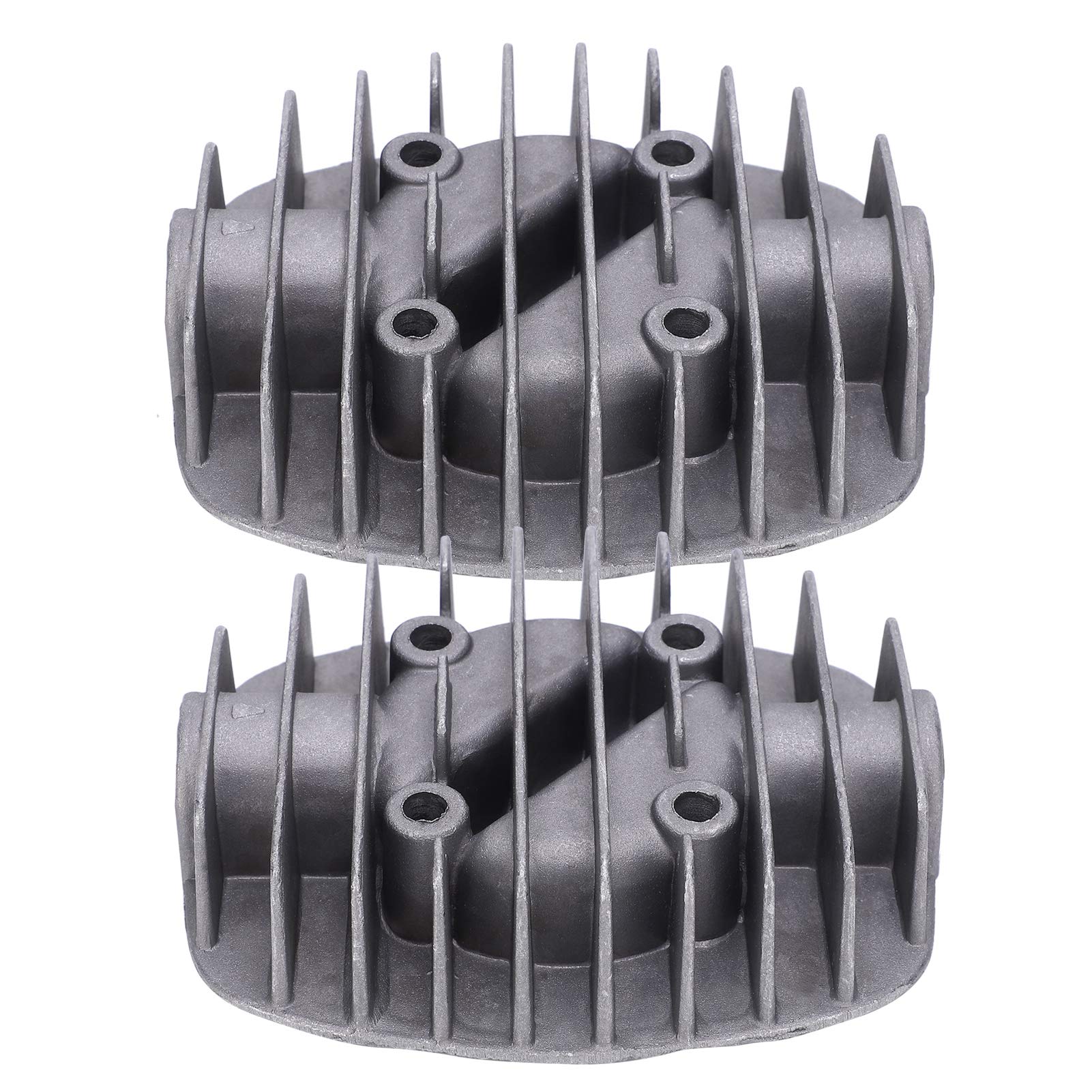 2Pcs Air Compressor Cylinder Head, 58 x 58mm Double Cylinder Head, G1/2in/G3/8in Thread Great Workmanship Cylinder Head for Air Compressor