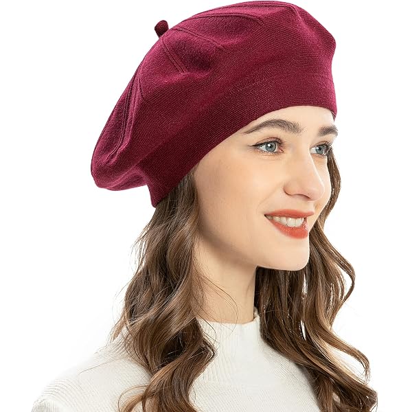Gllutt Beret Hat French Style Stretchy Knitting Solid Color 