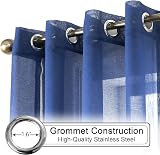 CUCRAF Transparent Curtains with Eyelets 245x140 cm Set of 2 Blue Linen Look view 4