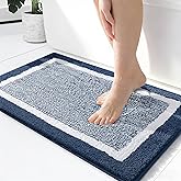OLANLY Bathroom Rugs 24x16, Extra Soft and Absorbent Microfiber Bath Mat, Non-Slip, Machine Washable, Quick Dry Shaggy Bath Carpet, Suitable for Bathroom Floor, Tub, Shower (Small, Navy)