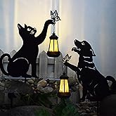 PARAS KORS Cat and Dog Metal Decorative Garden Stakes, Silhouette Stakes Animal, Yard Art for Outdoor Decor, Patio, Lawn Ornaments, Cat/Dog Lovers Gifts - Set of 2 (Dog&Cat)