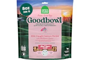 Open Farm Goodbowl Dog Food Topper, Freeze Dried Raw, Wild Caught Salmon & Wholesome Non-GMO Grains Recipe, 8oz Bag