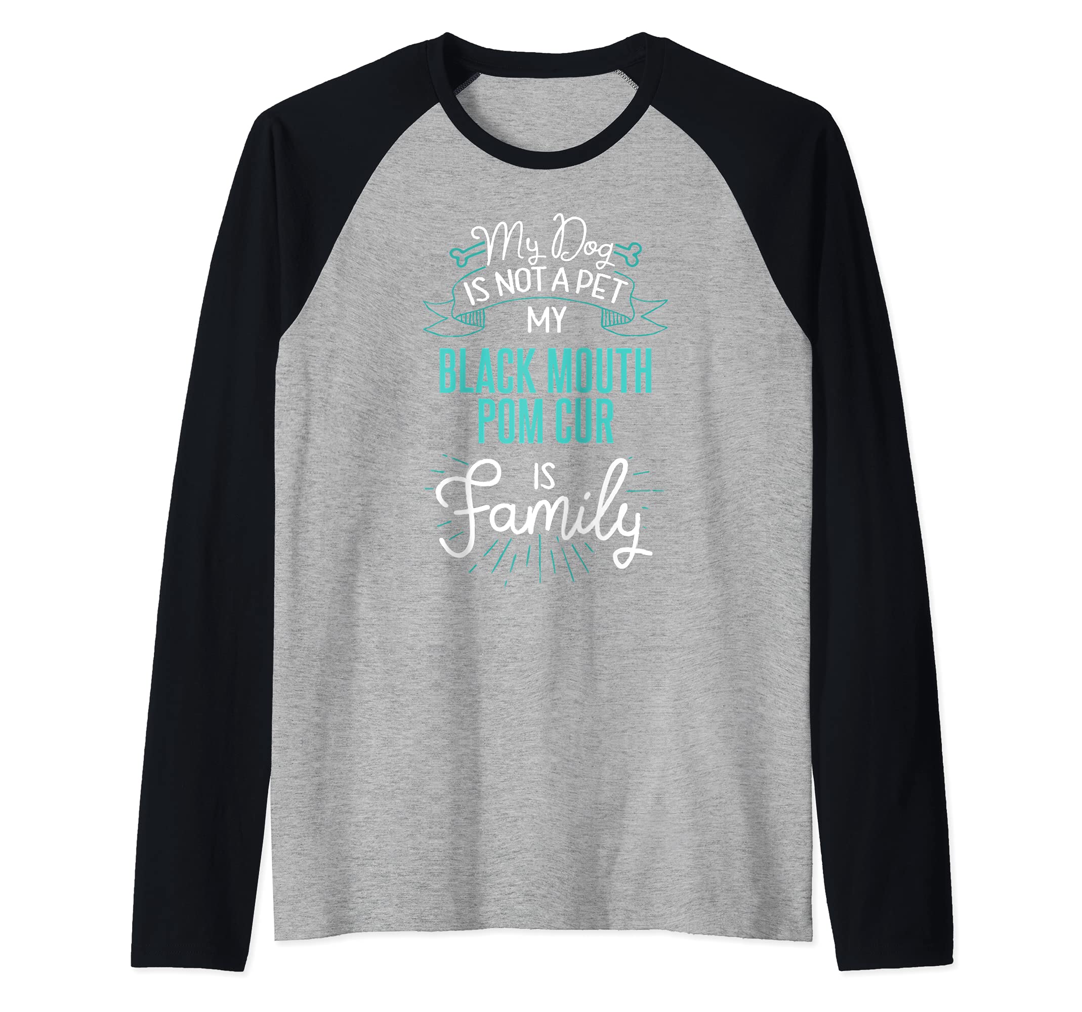 Cute Black Mouth Pom Cur Design Family Dog Giftn Raglan Baseball Tee