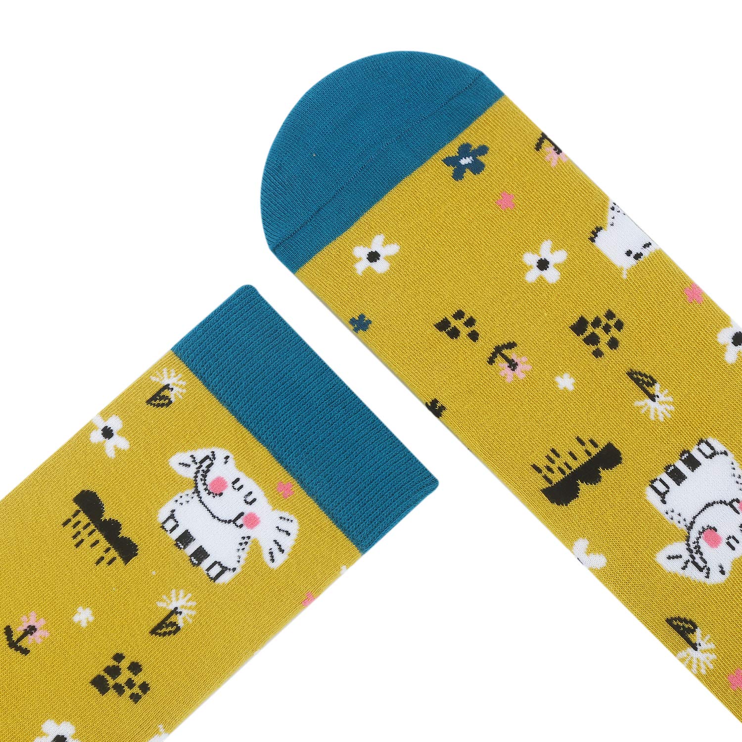 Womens Novelty Elephant Crew Socks Flowers Colorful Funky Patterned Casual Dress Socks