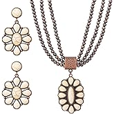 KLSURPRISE2 Western Jewelry Sets for Women – Turquoise Necklace and Earring Set Vintage Boho Cowgirl Accessories Country Jewelry Gift for Her