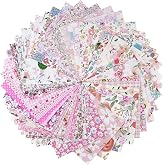 Vanttokeey 200Pcs Quilting Fabric Squares 5 x 5 Inch (13 x 13cm) Fat Quarters Fabric Bundles 50 Colors Precut Floral Cotton Fabrics for Patchwork Sewing Scrapbooking DIY Crafts (Pink)