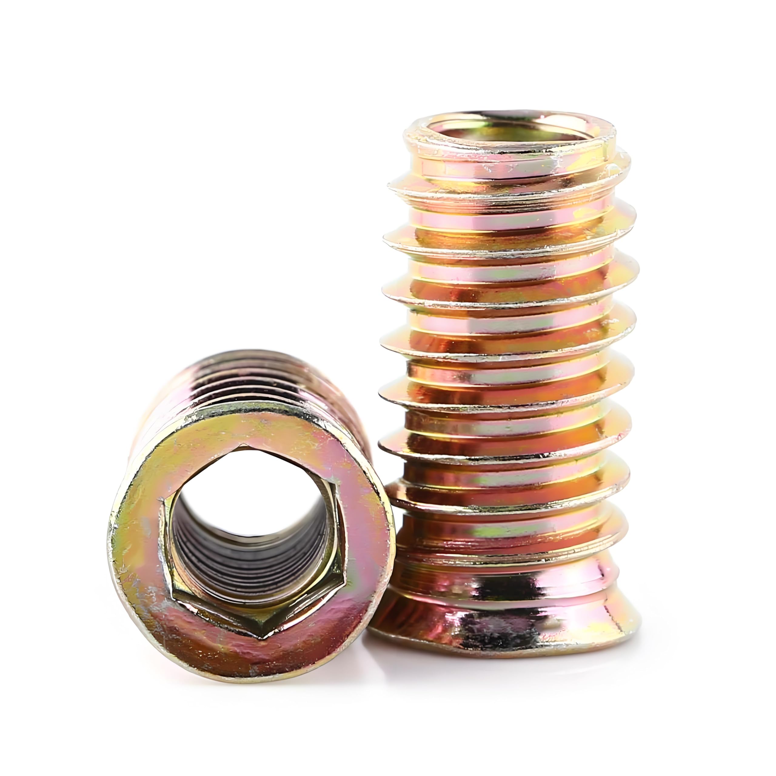 20pcs Hex Socket Drive Insert Nuts Carbon Steel Hex Drive Head Nut Threaded Inserts for Wood Furniture M8x25mm