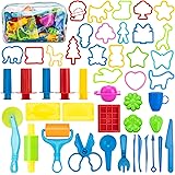 Maykid Play Dough Tools for Kids, 46PCS Playdough Tools Kit Include Dough Accessory Molds Rollers Cutters Scissors and Storag