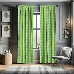 Ambesonne Lime Green Window Curtains, Simplistic