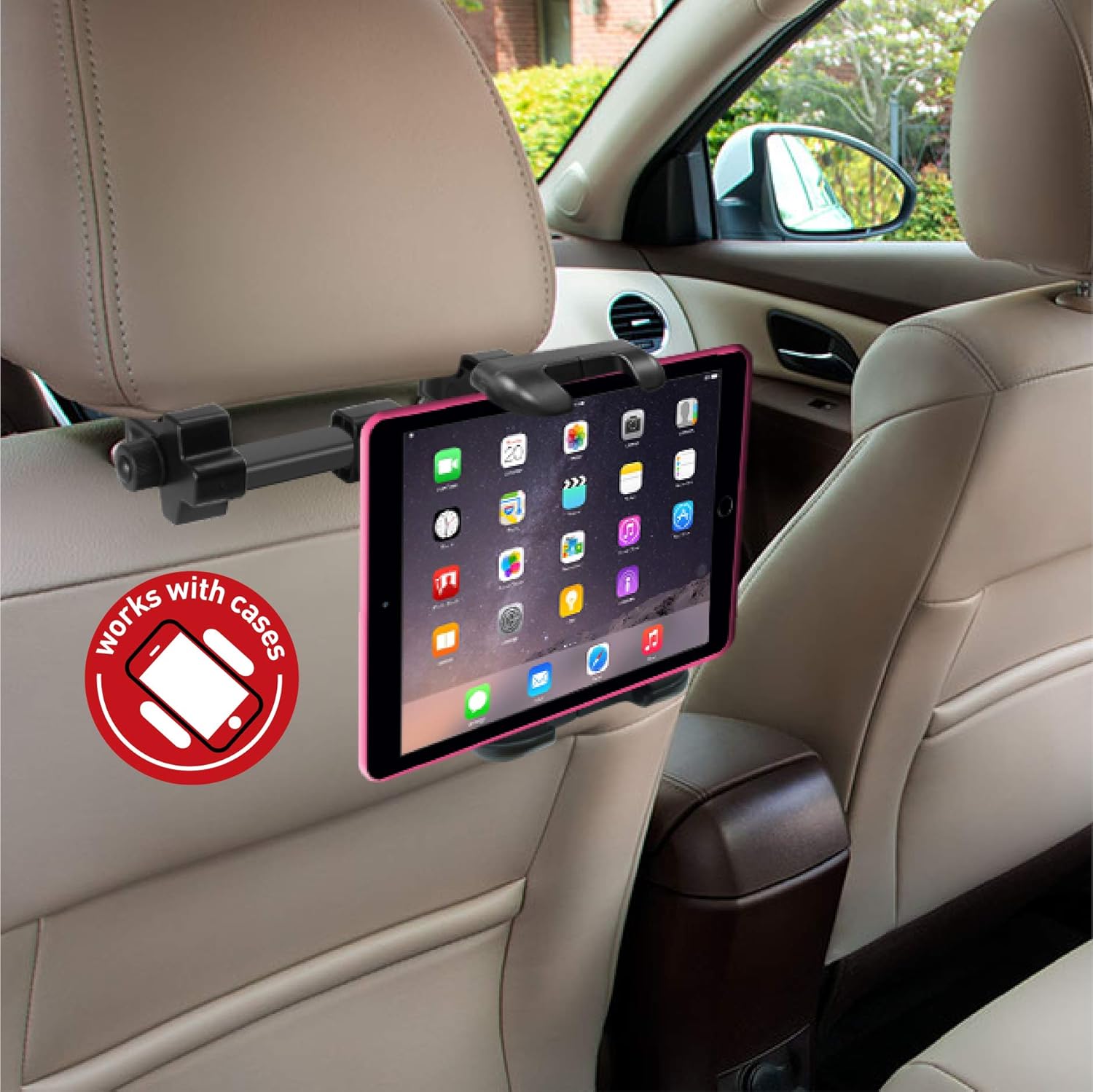 Macally Car Headrest Mount Holder for Apple iPad Pro/Air/Mini, Tablets, Nintendo Switch, iPhone, Smartphones 4.5" to 10" Wide with Dual Adjustable Positions and 360° Rotation (HRMOUNTPROB): Electronics