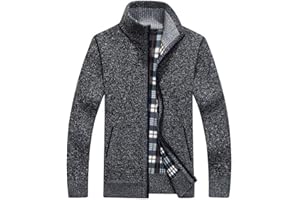 XinYangNi Men's Sweaters Full Zip Slim Thick Knitted Cardigan Sweaters Jacket with Pockets