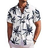 COOFANDY Men's Hawaiian Shirt Short Sleeve Floral Button Down Shirts Tropical Holiday Beach Shirts
