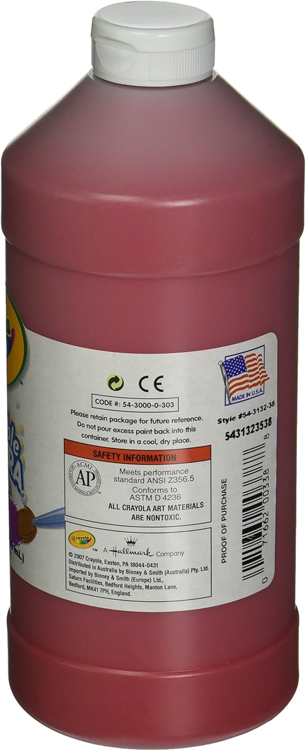Crayola Washable Tempera Paint, Red Paint Craft Supplies, 32 Ounce: Toys & Games