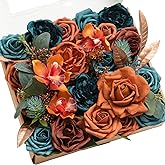 Ling's moment Artificial Flowers Wedding Rustic Teal Fall Combo for DIY Wedding Centerpieces Bouquets Combo Decorations