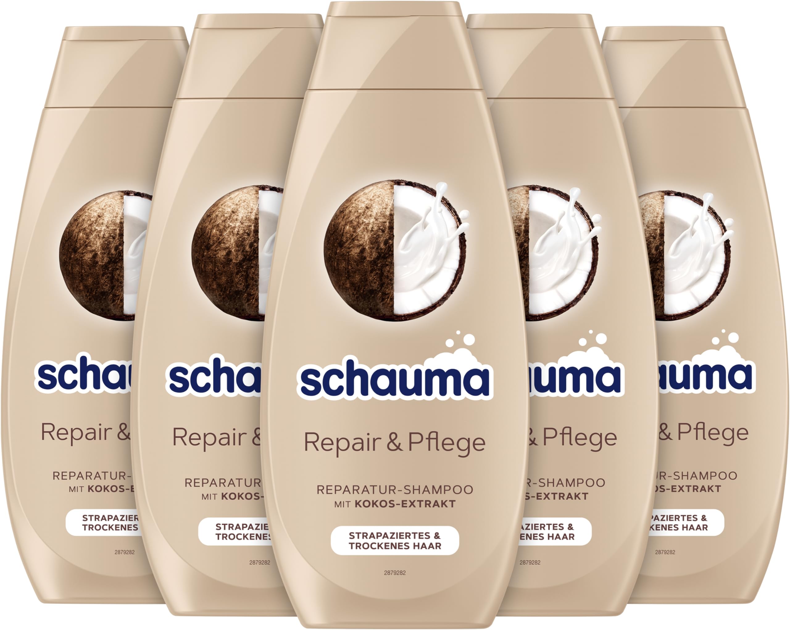 Schauma Schwarzkopf Repair & Care Repair Shampoo (5 x 400 ml), Hair Shampoo Smoothes & Repairs Hair Structure, Repair Shampoo for Damaged & Dry Hair, with Coconut Extract