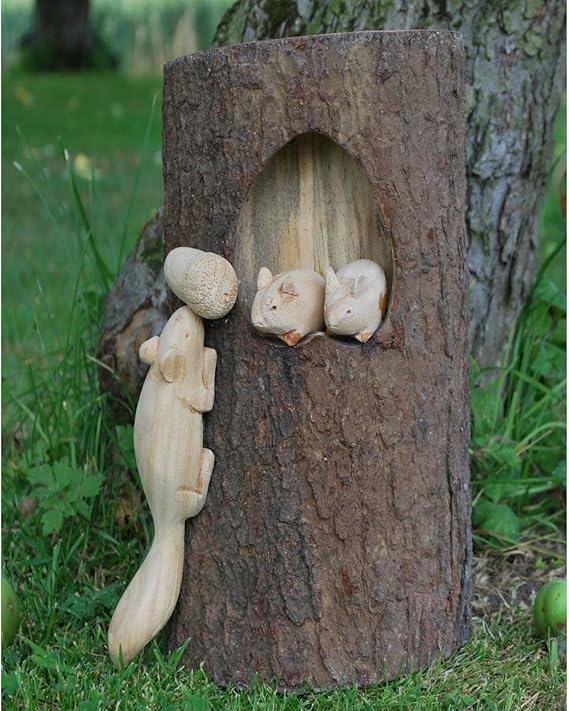20 x 16 cm tallada mano de madera rústica ardilla en árbol: Amazon.es